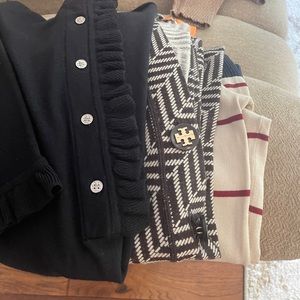 Bundle 2 Tory Burch Simone Cardigans with bonus free Tory Burch sweater